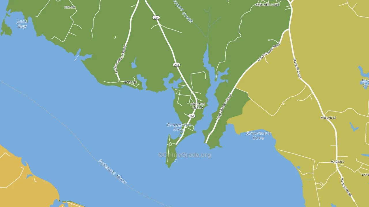 Broomes Island, MD Map of Murder Rates