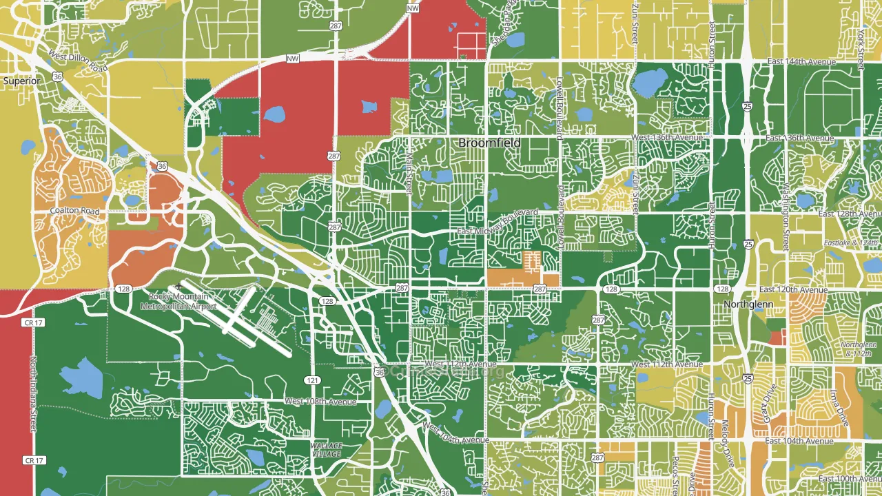 Broomfield, CO Map of Murder Rates