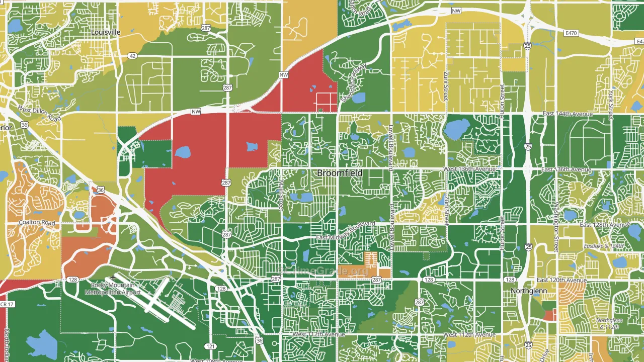 Broomfield County, CO Map of Murder Rates