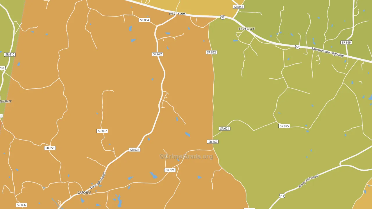 Brosville, VA Map of Murder Rates
