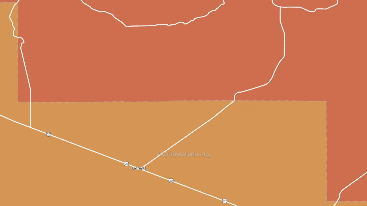 Brothers, OR Map of Murder Rates