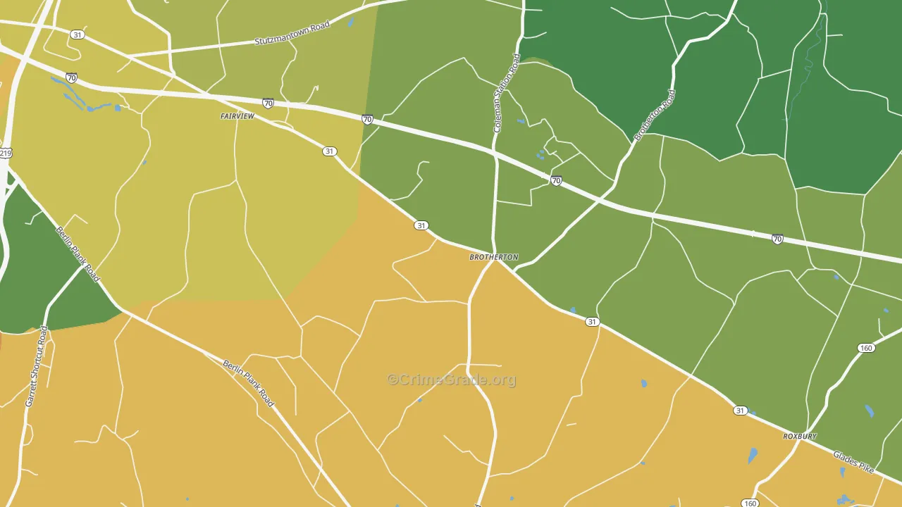Brotherton, PA Map of Murder Rates