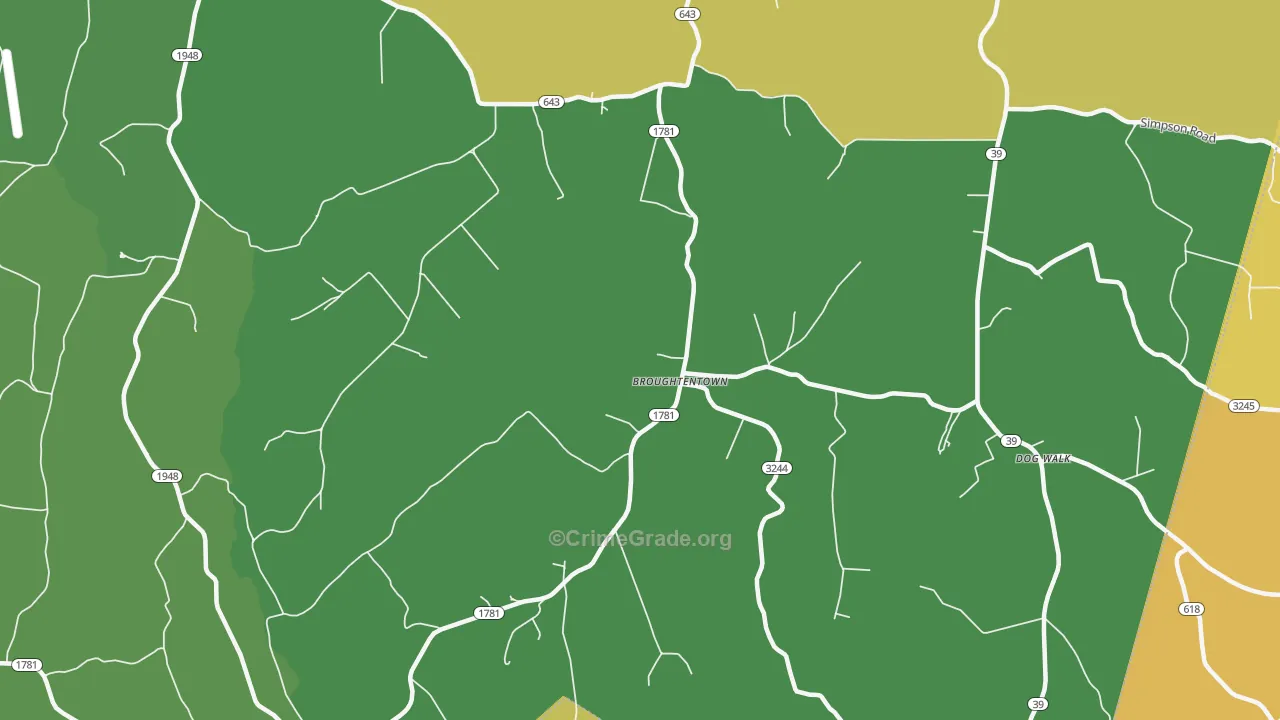 Broughtentown, KY Map of Murder Rates