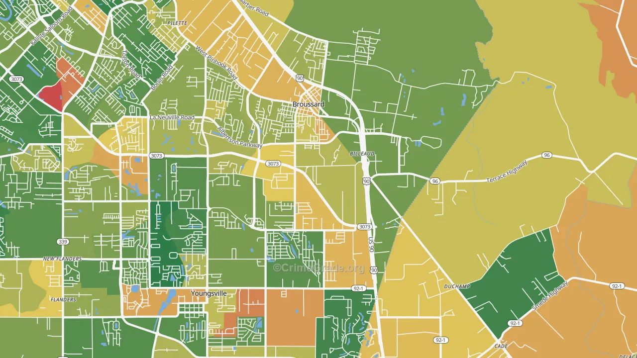 Broussard, LA Map of Murder Rates