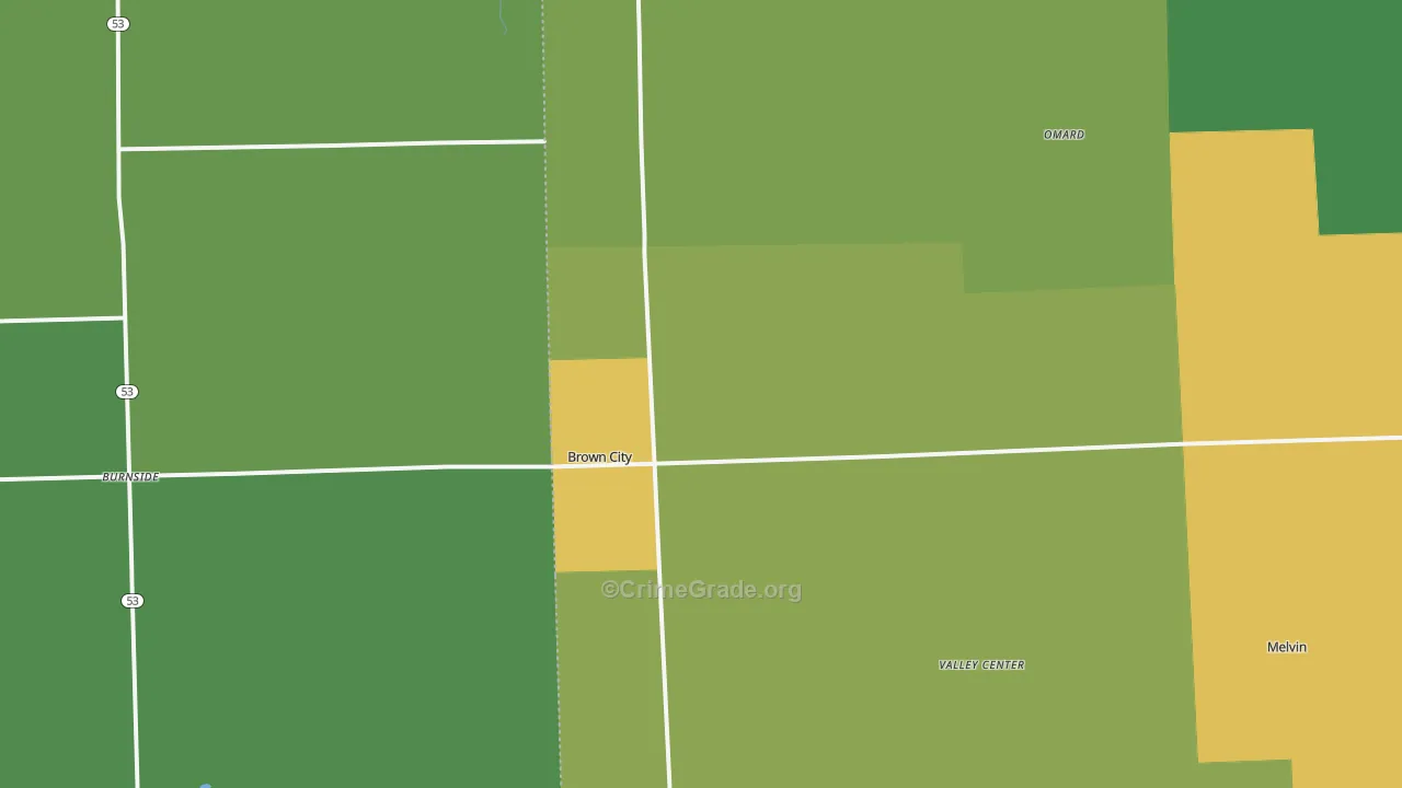 Brown City, MI Map of Murder Rates