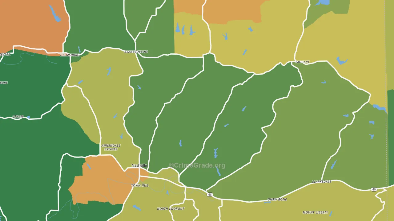 Brown County, IN Map of Murder Rates