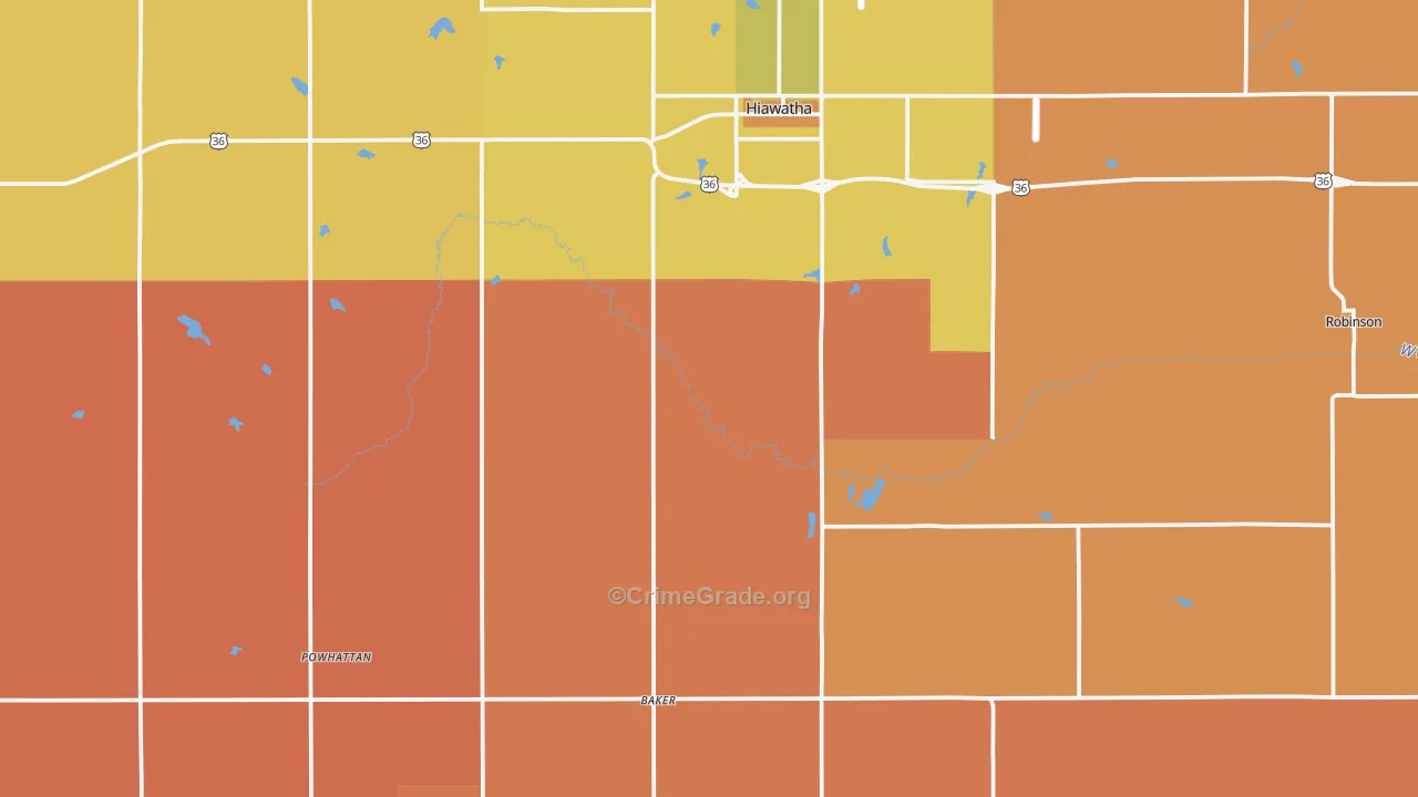 Brown County, KS Map of Murder Rates