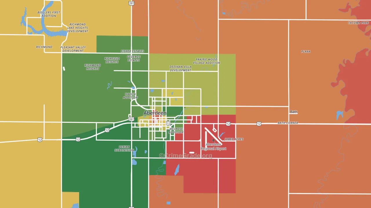 Brown County, SD Map of Murder Rates