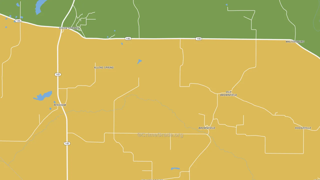 Brownfield, IL Map of Murder Rates