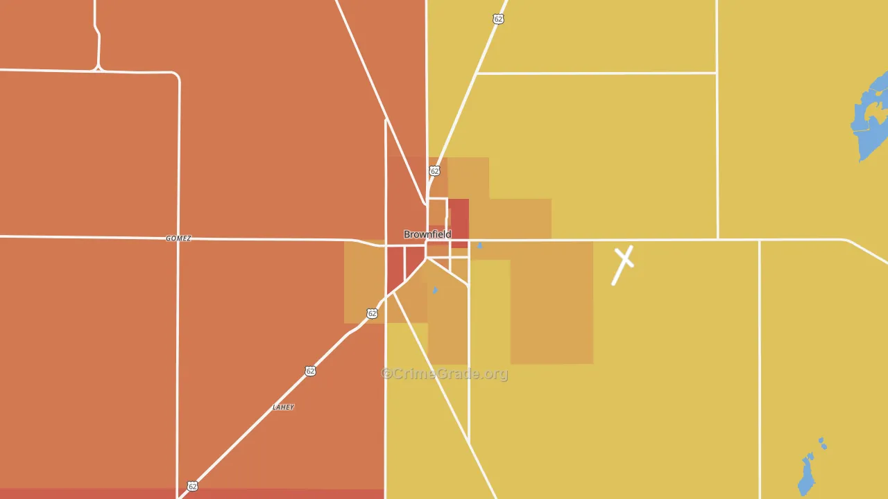 Brownfield, TX Map of Murder Rates