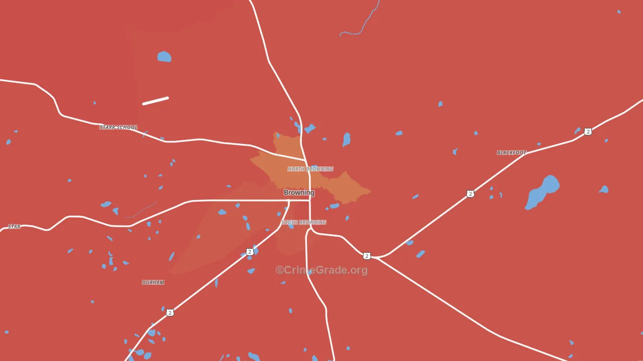 Browning, MT Map of Murder Rates