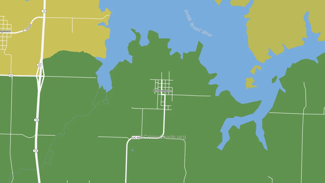 Brownington, MO Map of Murder Rates
