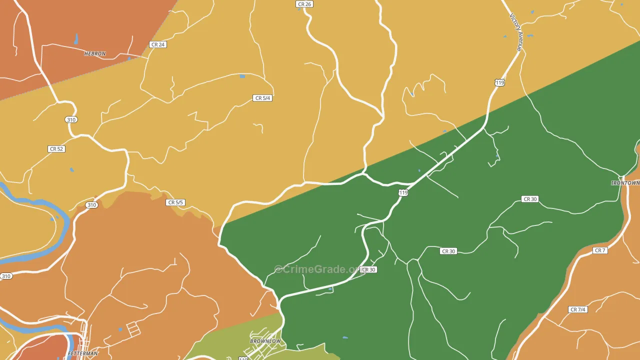Brownlow, WV Map of Murder Rates