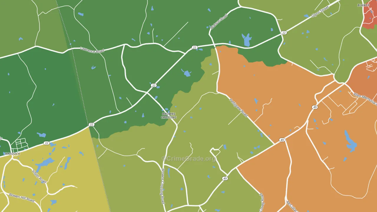 Browns Crossing, GA Map of Murder Rates