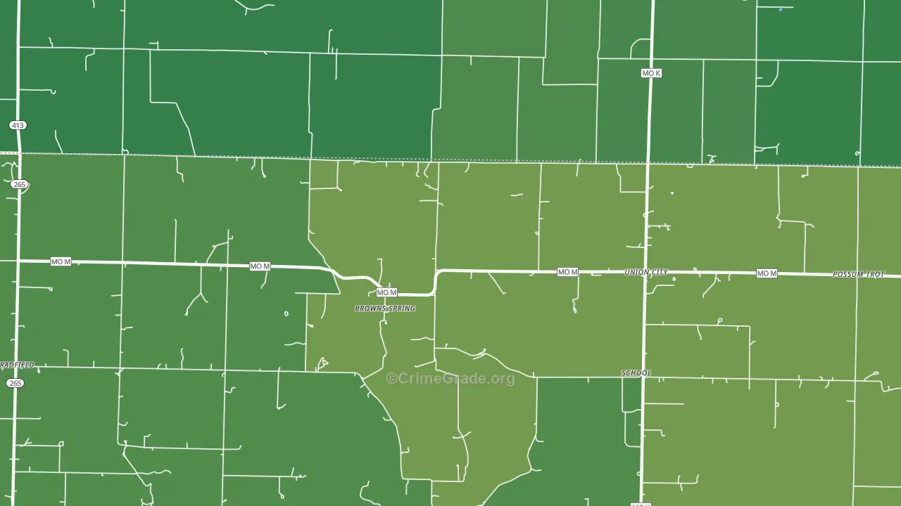 Browns Spring, MO Map of Murder Rates