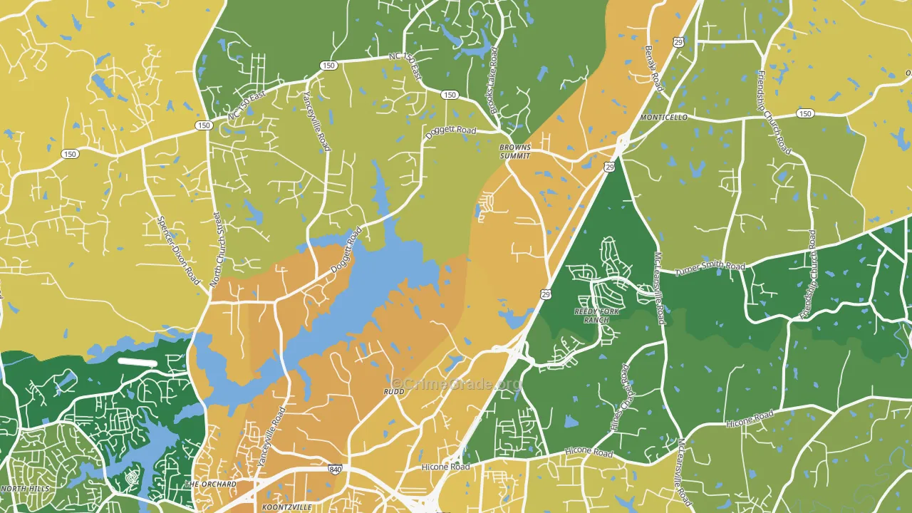 Browns Summit, NC Map of Murder Rates