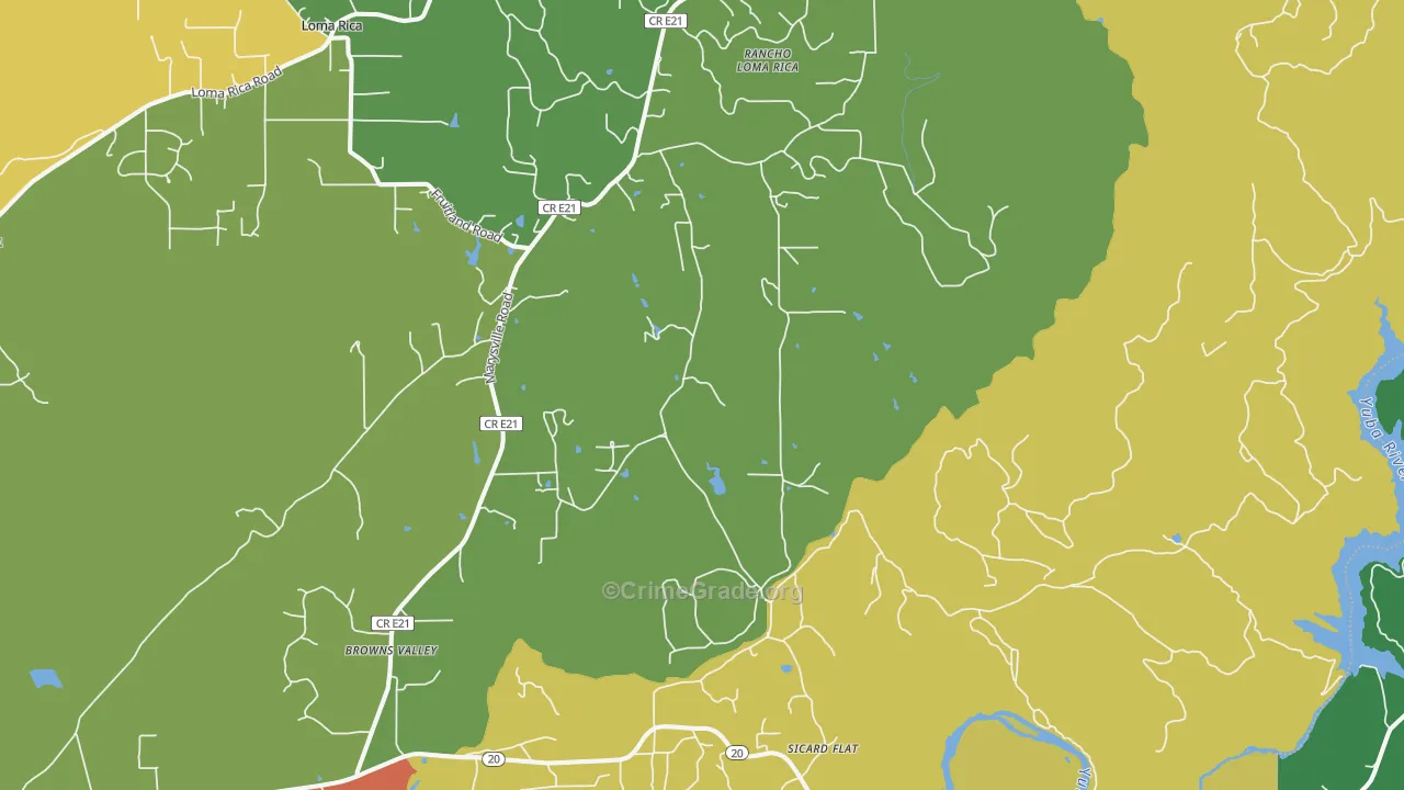 Browns Valley, CA Map of Murder Rates