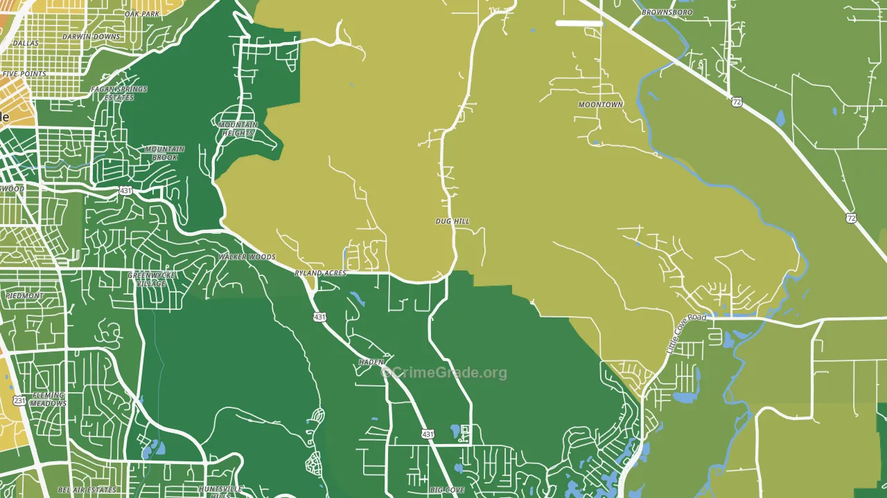 Brownsboro, AL Map of Murder Rates