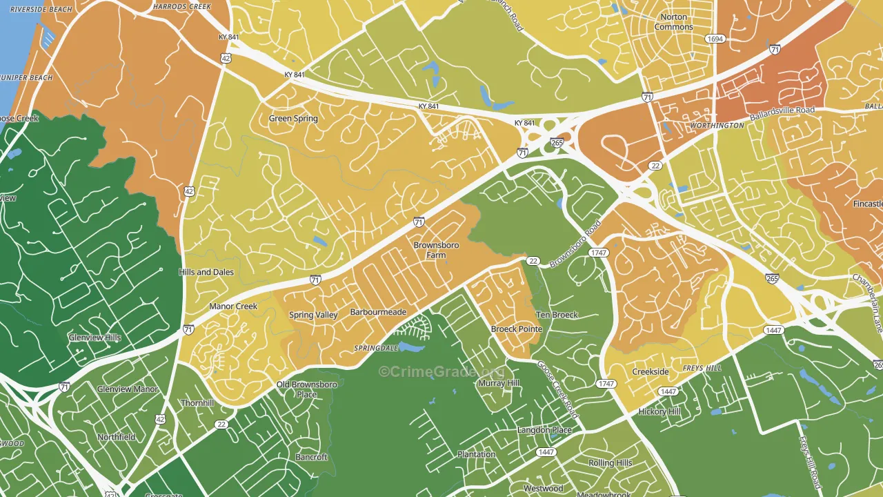 Brownsboro Farm, KY Map of Murder Rates