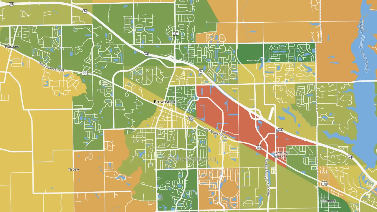 Brownsburg, IN Map of Murder Rates