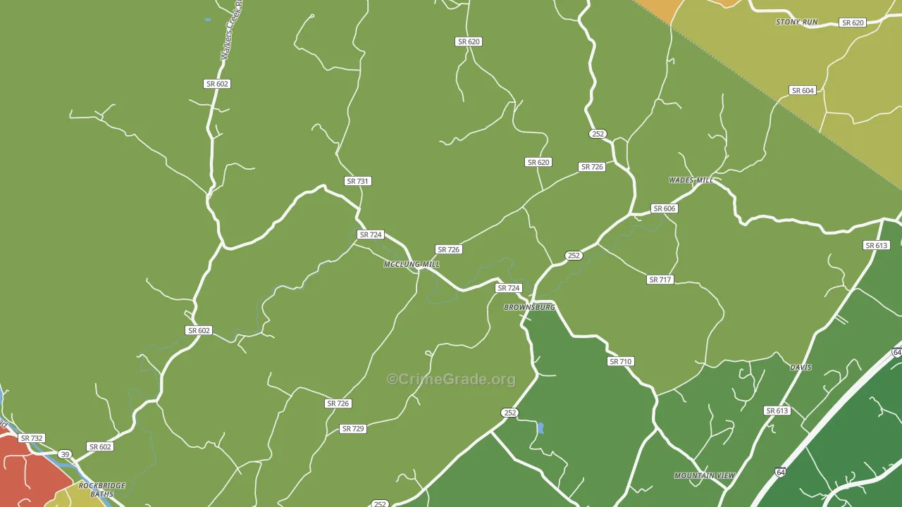 Brownsburg, VA Map of Murder Rates