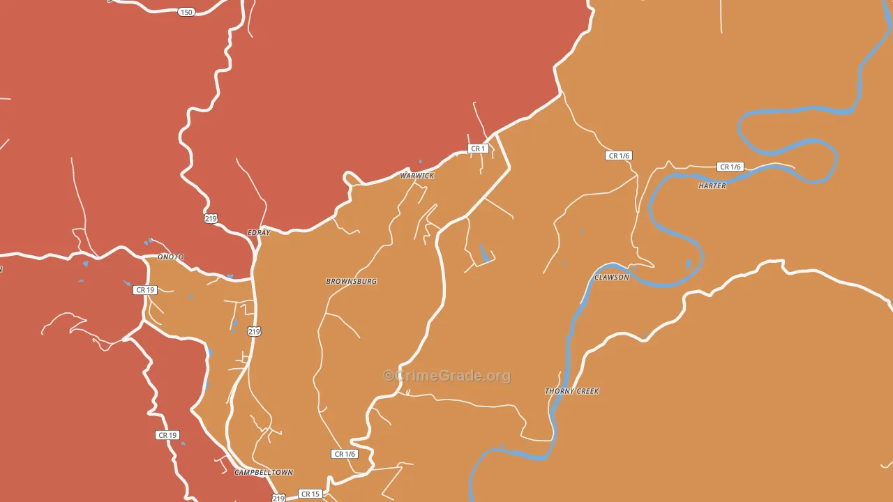 Brownsburg, WV Map of Murder Rates