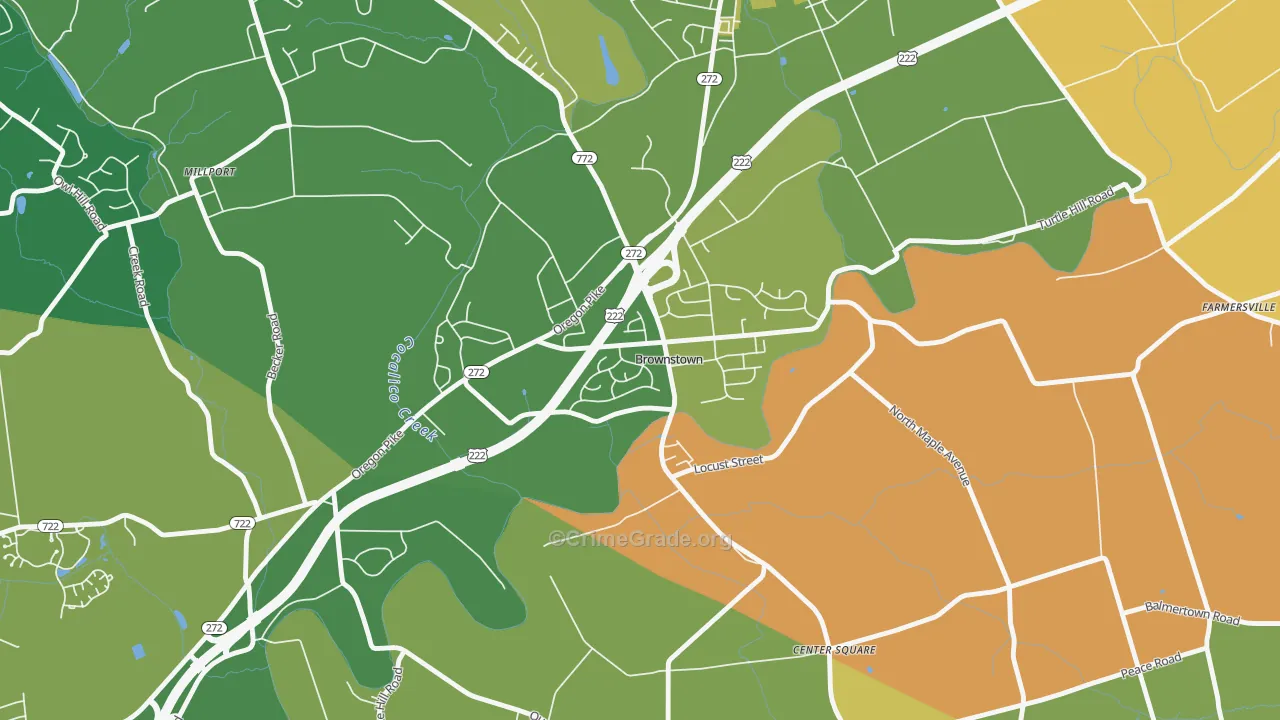 Brownstown, PA Map of Murder Rates