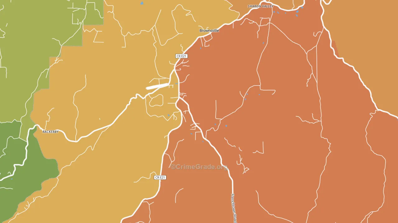 Brownsville, CA Map of Murder Rates