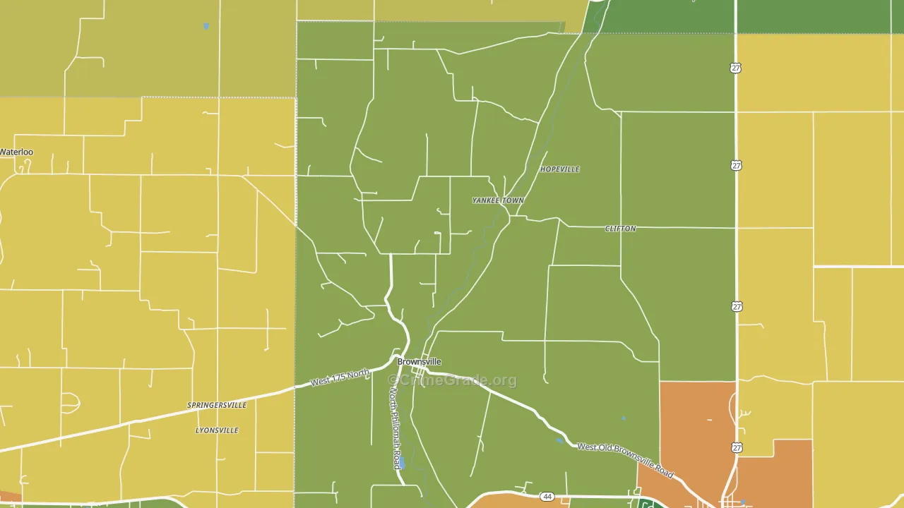 Brownsville, IN Map of Murder Rates