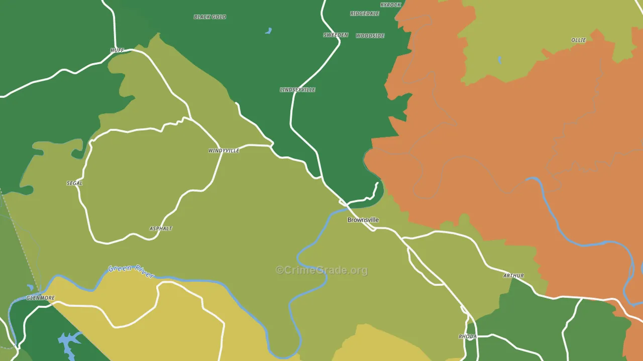 Brownsville, KY Map of Murder Rates