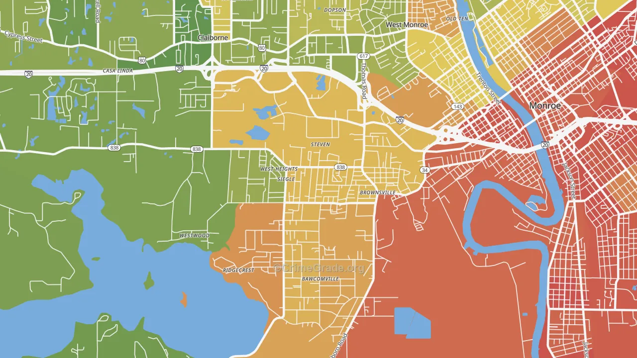 Brownsville, LA Map of Murder Rates