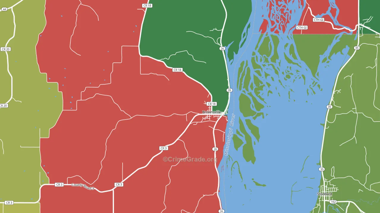 Brownsville, MN Map of Murder Rates
