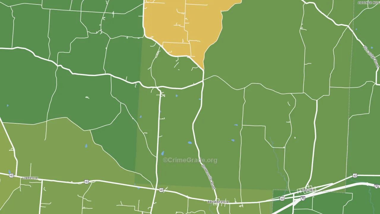 Brownsville, OH Map of Murder Rates
