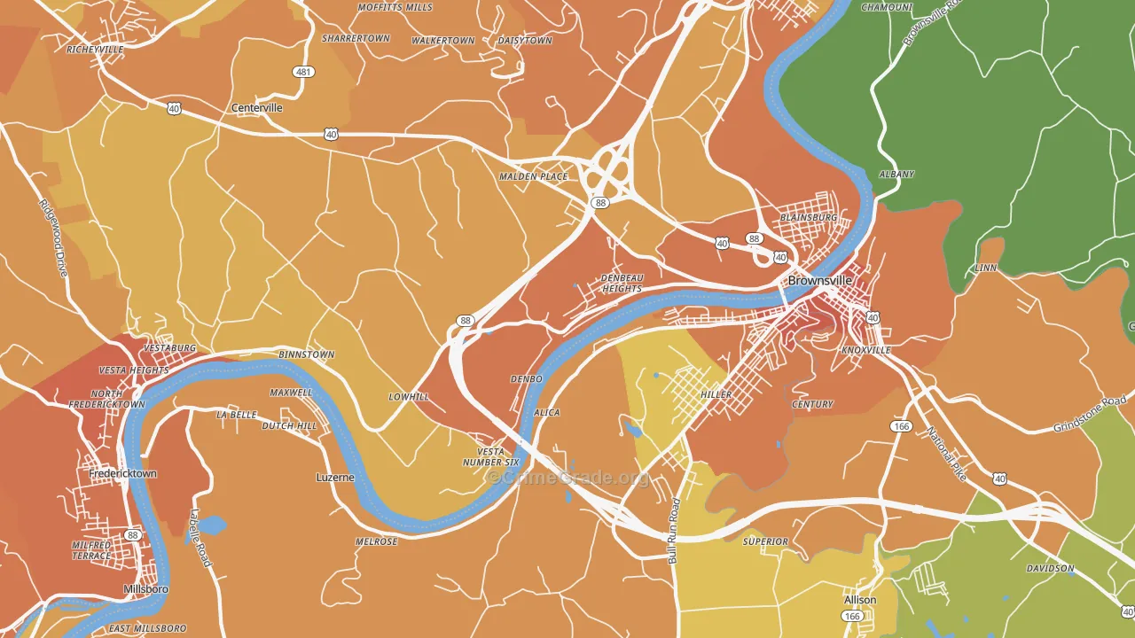 Brownsville, PA Map of Murder Rates