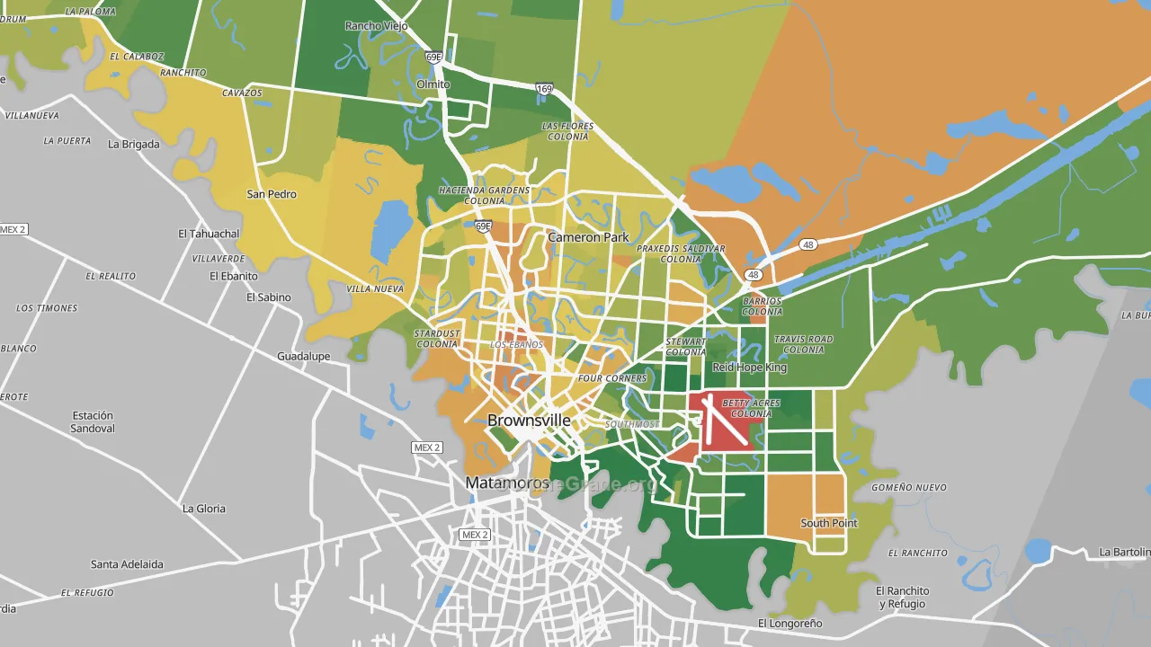 Brownsville, TX Map of Murder Rates