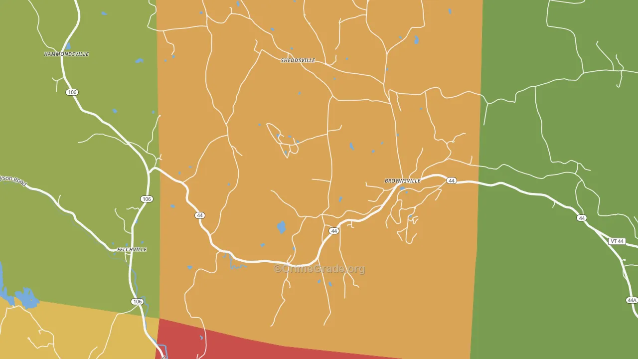 Brownsville, VT Map of Murder Rates