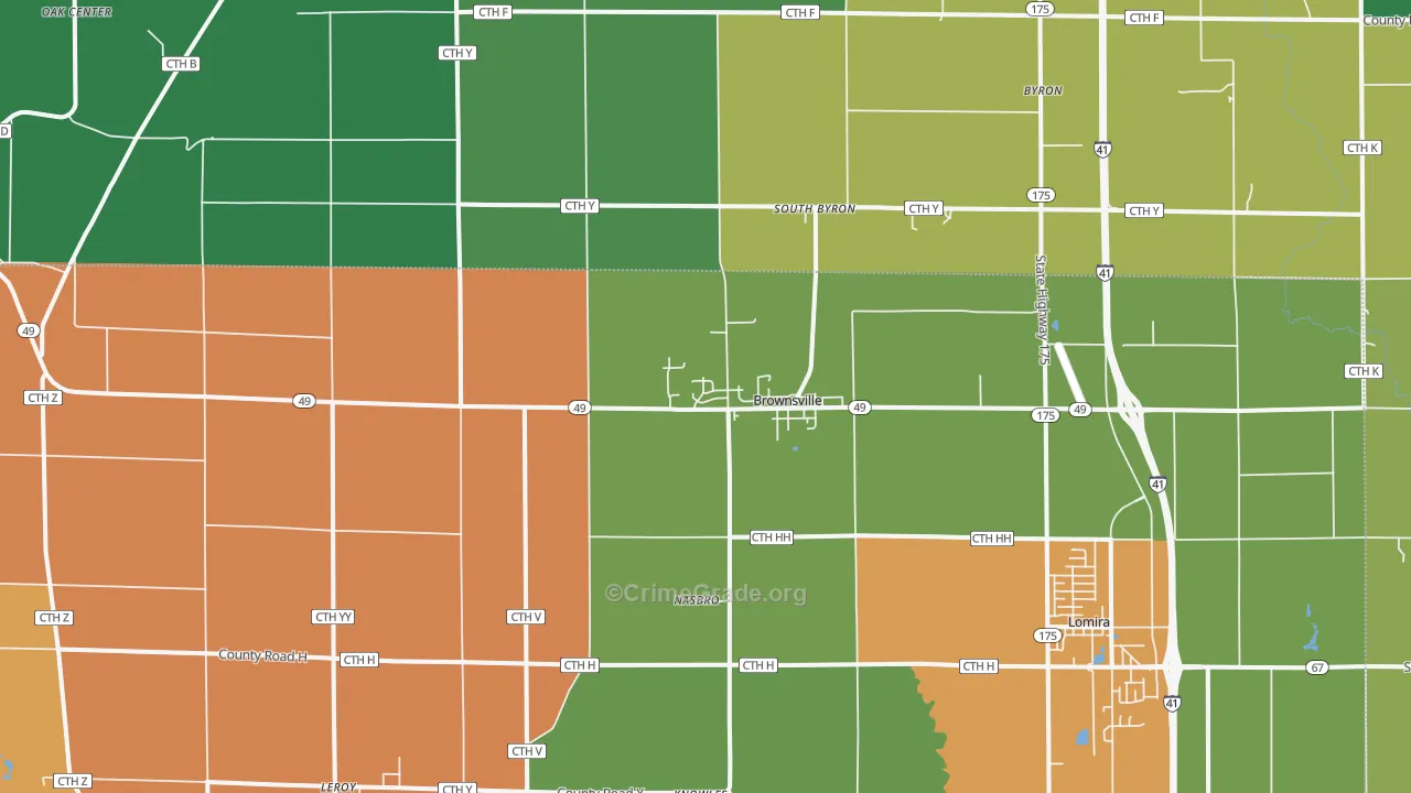 Brownsville, WI Map of Murder Rates