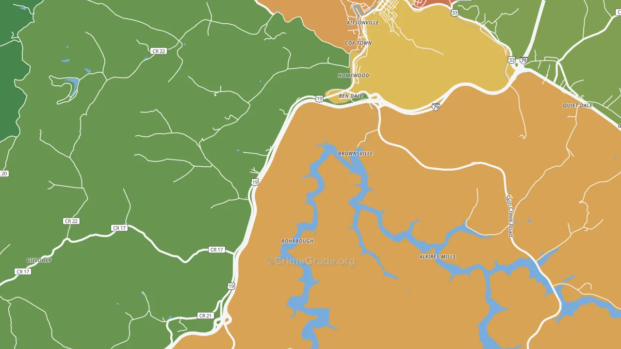 Brownsville, WV Map of Murder Rates