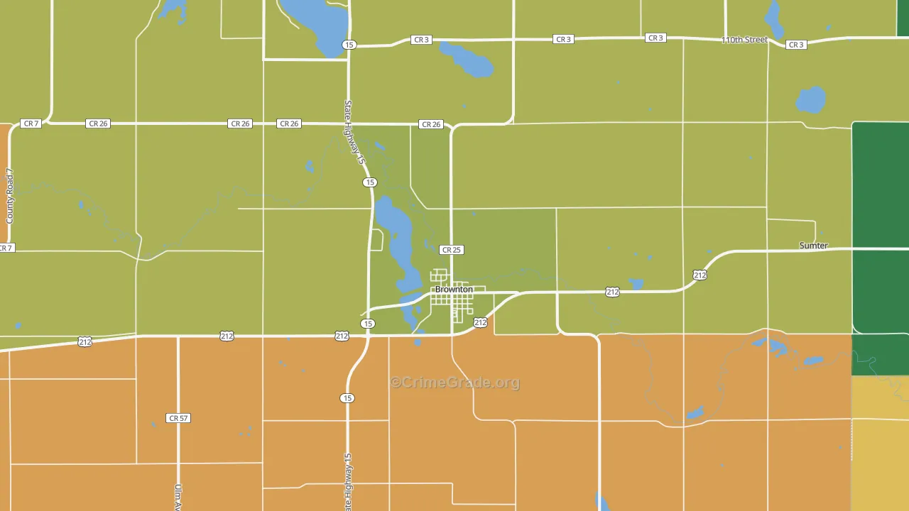 Brownton, MN Map of Murder Rates