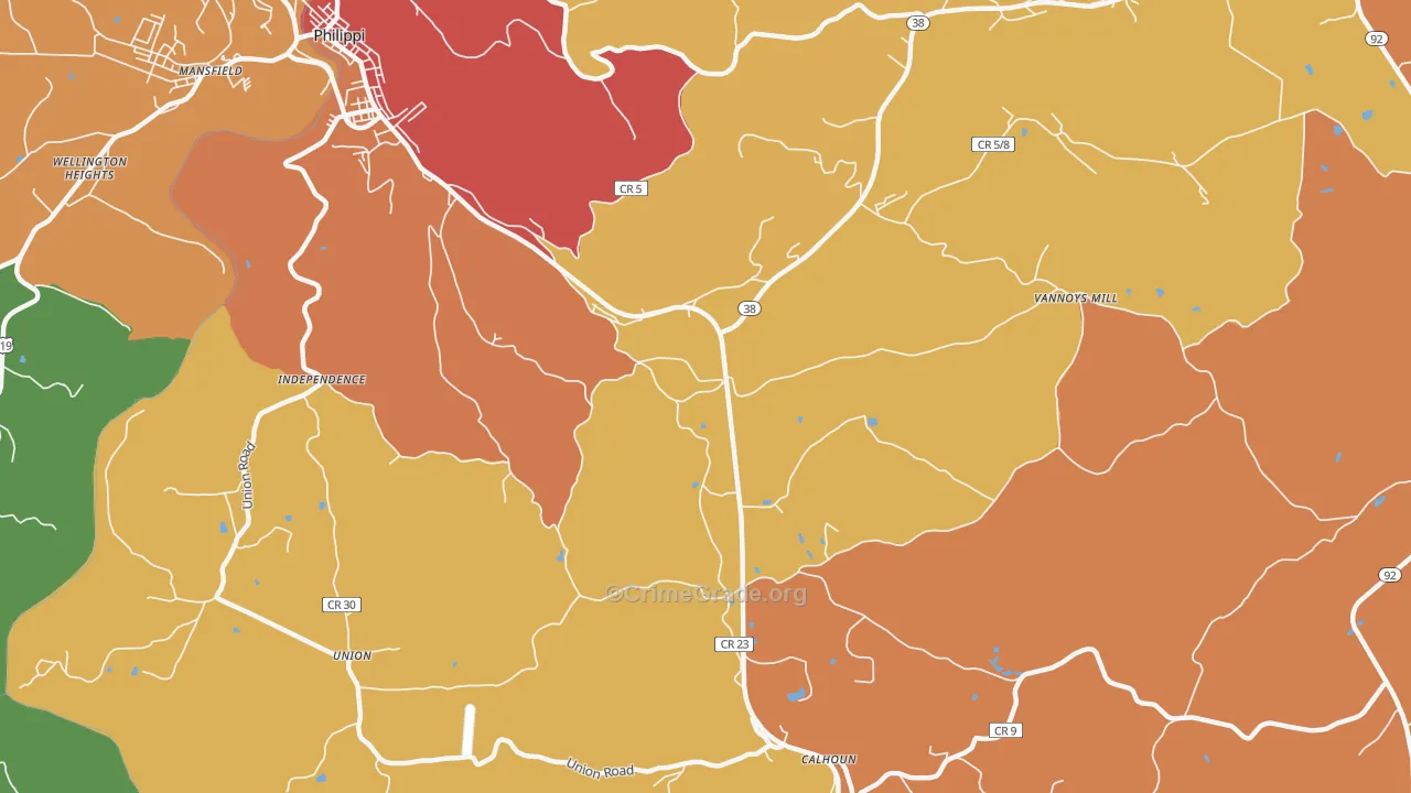 Brownton, WV Map of Murder Rates