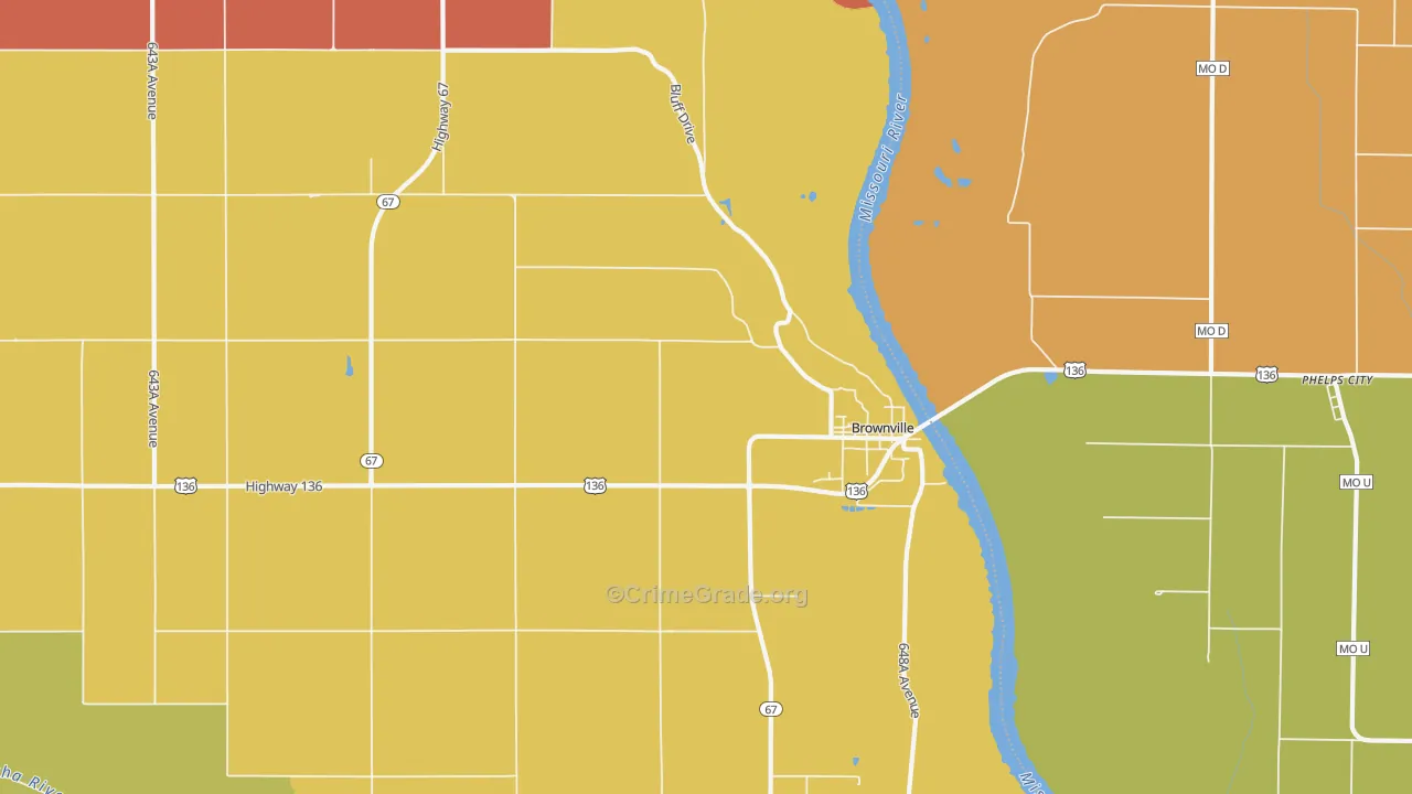 Brownville, NE Map of Murder Rates