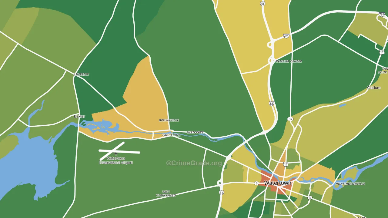 Brownville, NY Map of Murder Rates