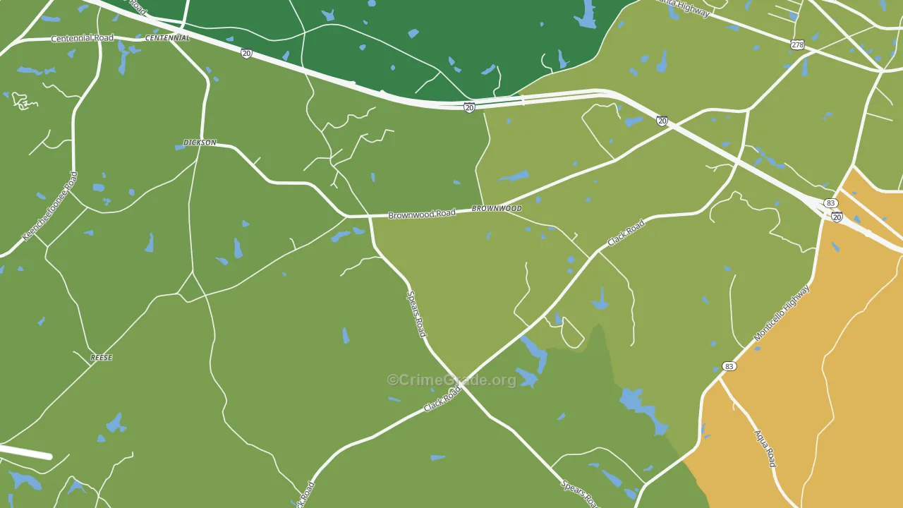 Brownwood, GA Map of Murder Rates