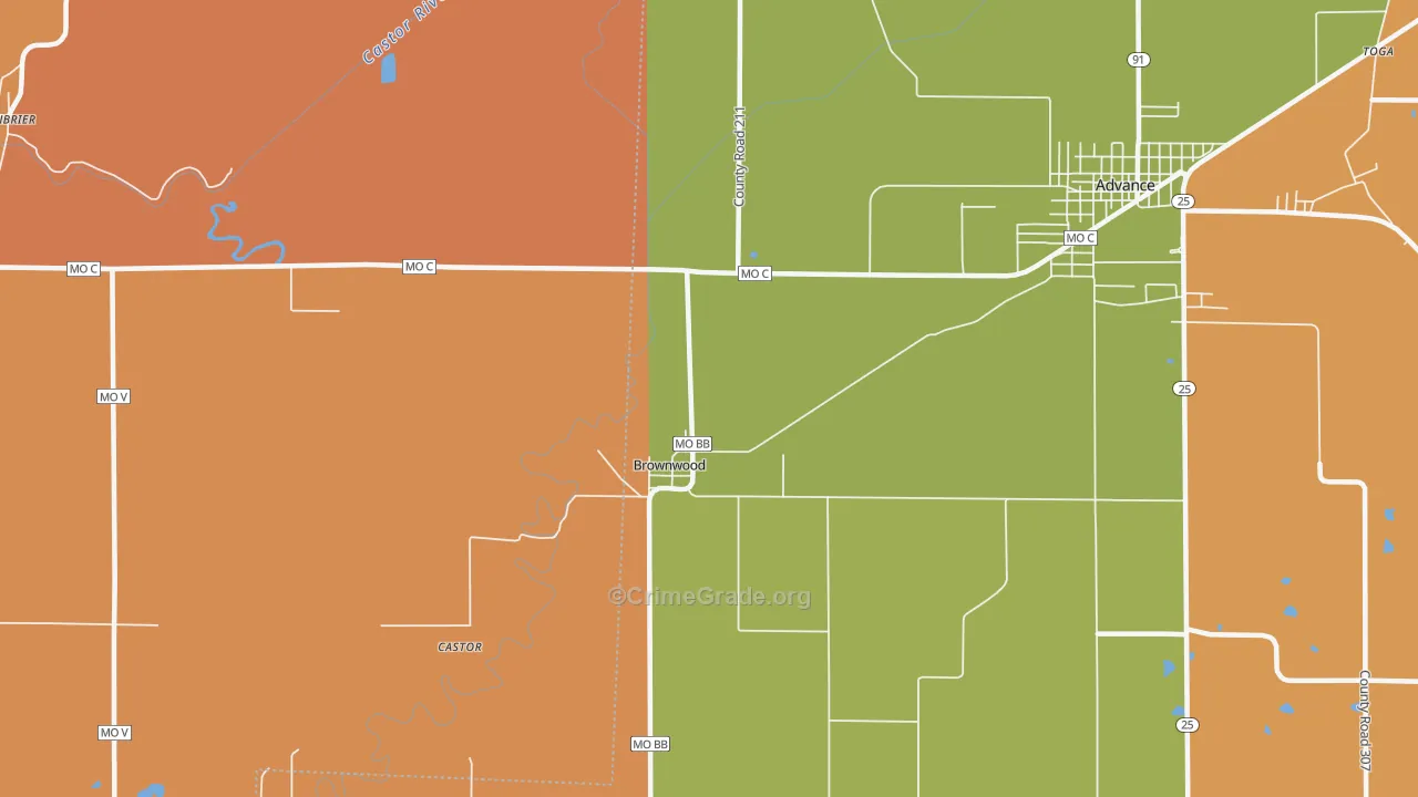 Brownwood, MO Map of Murder Rates