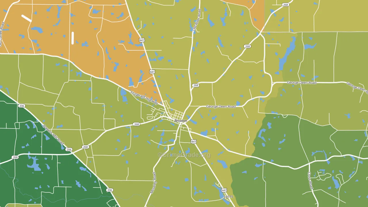 Broxton, GA Map of Murder Rates