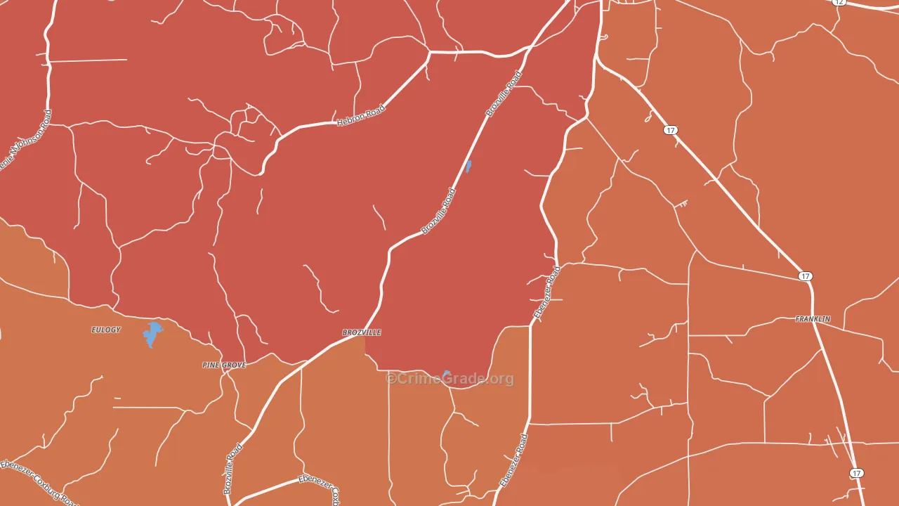 Brozville, MS Map of Murder Rates