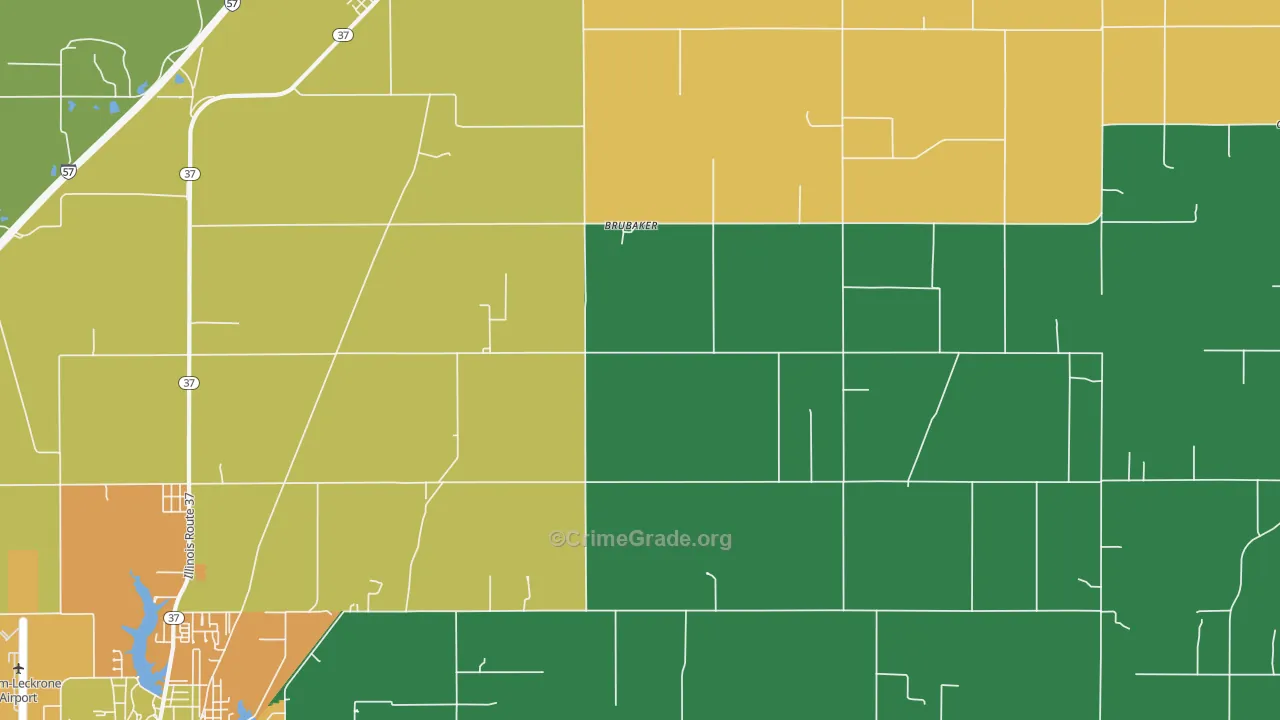 Brubaker, IL Map of Murder Rates
