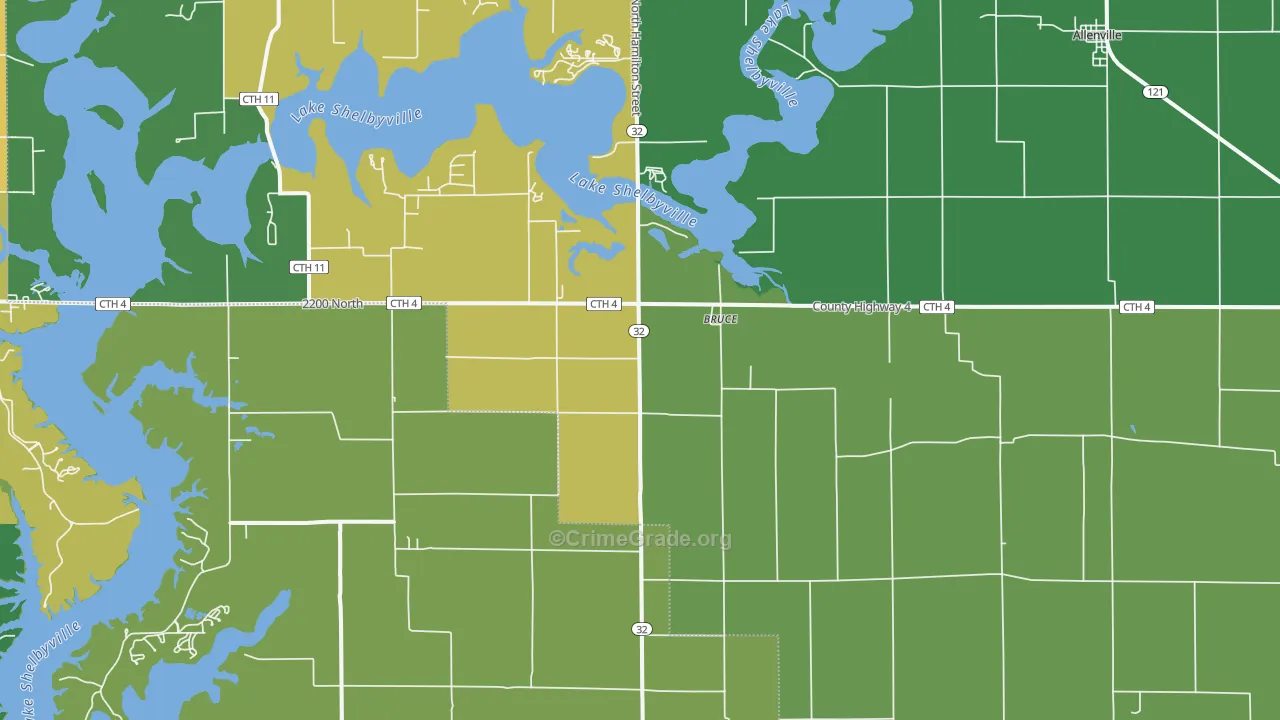 Bruce, IL Map of Murder Rates