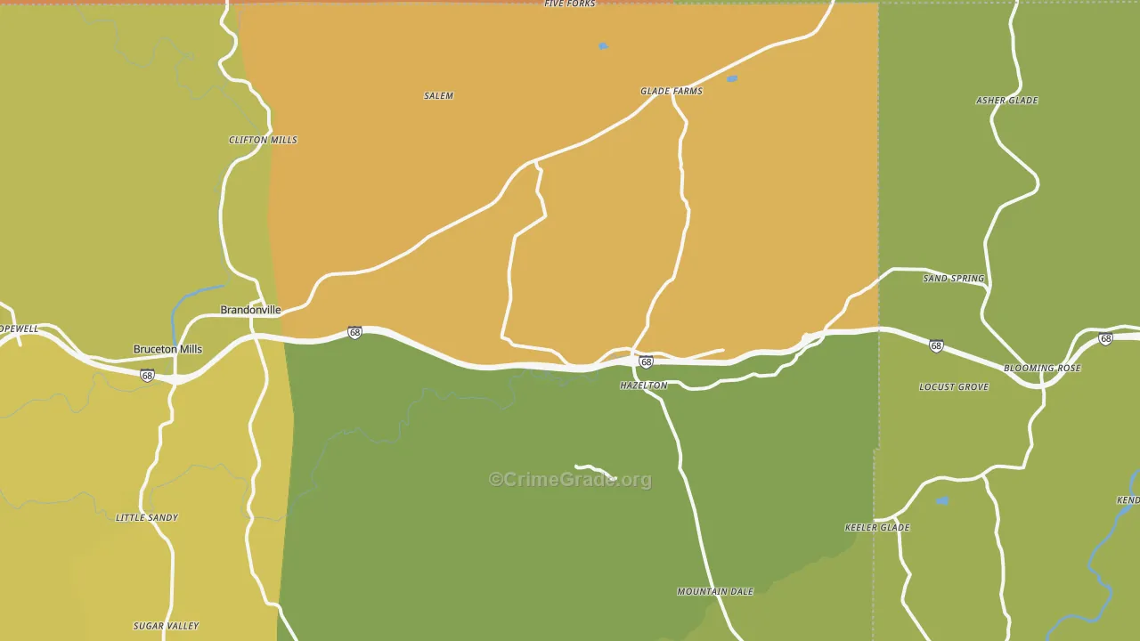 Bruceton Mills, WV Map of Murder Rates