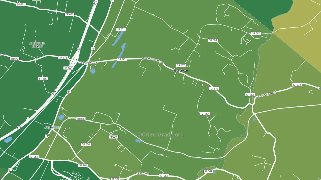 Brucetown, VA Map of Murder Rates